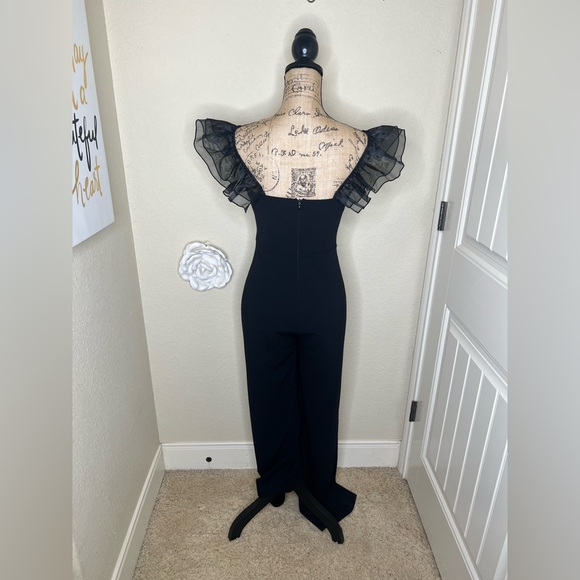 NTM: Lulus Luxe Position Black Ruffled Wide Leg Jumpsuit Size Small - Picture 10 of 16